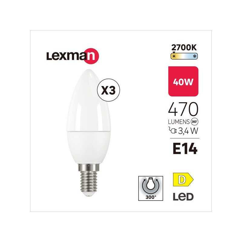  Lot de 3 ampoules led E14 470lm 3 4w LEXMAN - Sanifer Tamatave