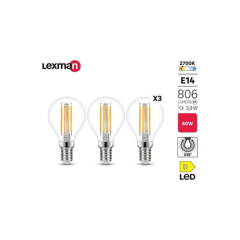  Lot de 3 ampoules led à  filament E14 806lm 5 9w LEXMAN - Sanifer Tamatave