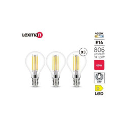 Lot de 3 ampoules led à  filament E14 806lm 5 9w LEXMAN - Sanifer Tamatave
