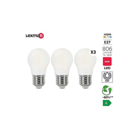  Lot de 3 ampoules led à  filament E27 806lm 3 8w LEXMAN - Sanifer Tamatave