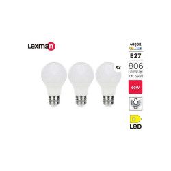  Lot de 3 ampoules led plastique E27 806lm 60w blanc neutre LEXMAN - Sanifer Tamatave