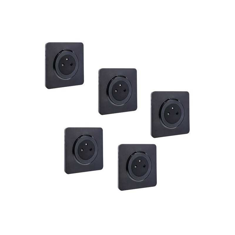 Lot de 5 prises avec terre complet lumia  black LEXMAN - Sanifer Tamatave