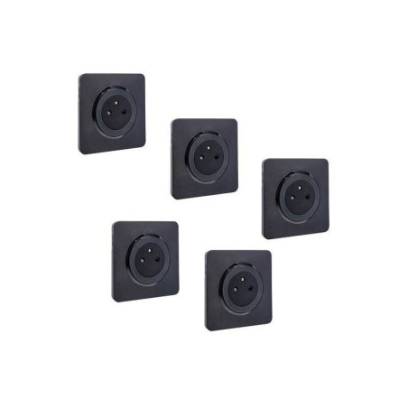  Lot de 5 prises avec terre complet lumia  black LEXMAN - Sanifer Tamatave