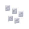  Lot de 5 prises avec terre complet lumia  silver LEXMAN - Sanifer Tamatave