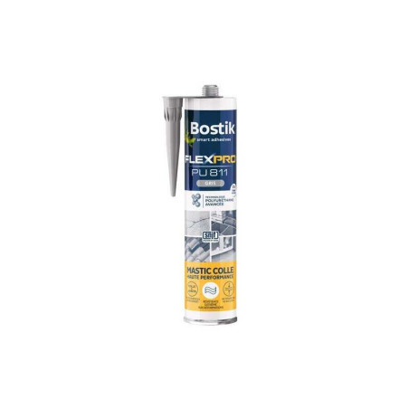  Mastic colle bostik flexpro pu 811 300  ml gris BOSTIK - Sanifer Tamatave