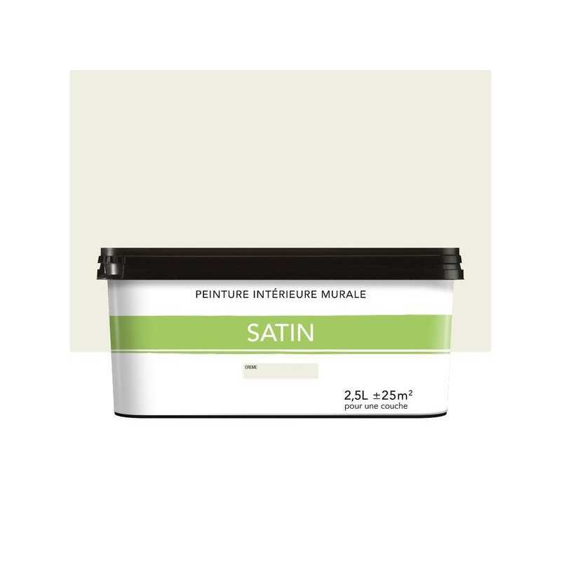  Peinture satiné pour murs intérieur 2.5 litres, crème  - Sanifer Tamatave