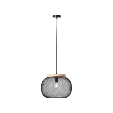  Suspension giada E27 diam 39cm métal noir - bois brilliant  - Sanifer Tamatave