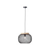  Suspension giada E27 diam 39cm métal noir - bois brilliant  - Sanifer Tamatave