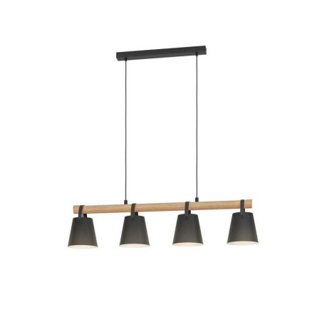  Suspension pandore 4 x E27 l  100 cm métal noir-bois INSPIRE - Sanifer Tamatave