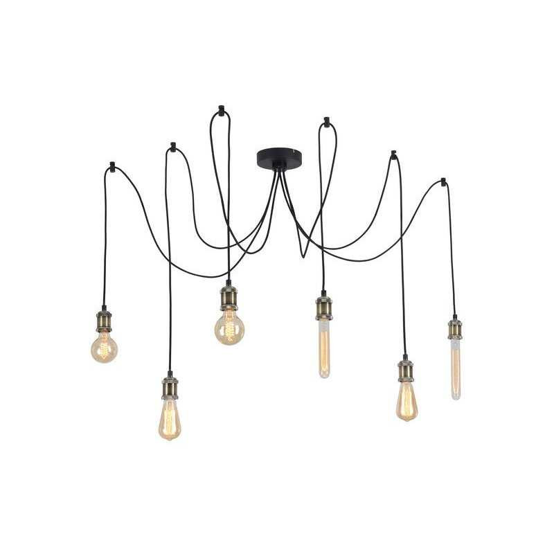  Suspension E27 style industriel araignée métal 6 lumières INSPIRE - Sanifer Tamatave