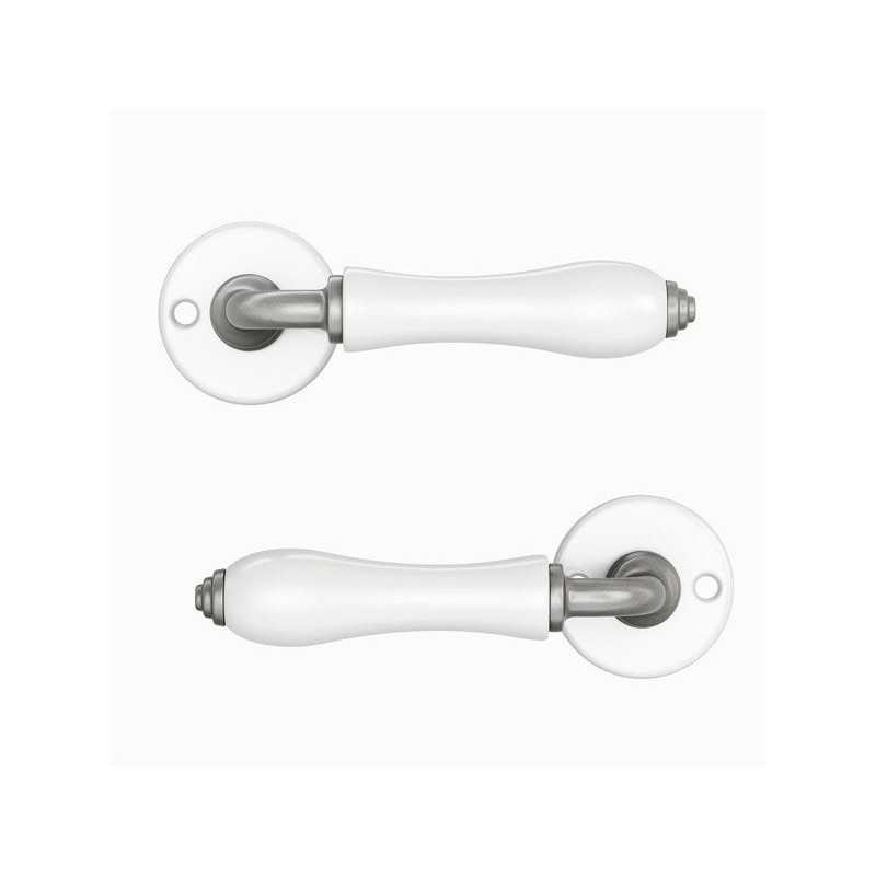 Ensemble de porte sur rosace Maya INSPIRE ncikel stiné porcelaine blanc sans trou| Sanifer