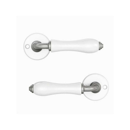 Ensemble de porte sur rosace Maya INSPIRE ncikel stiné porcelaine blanc sans trou| Sanifer