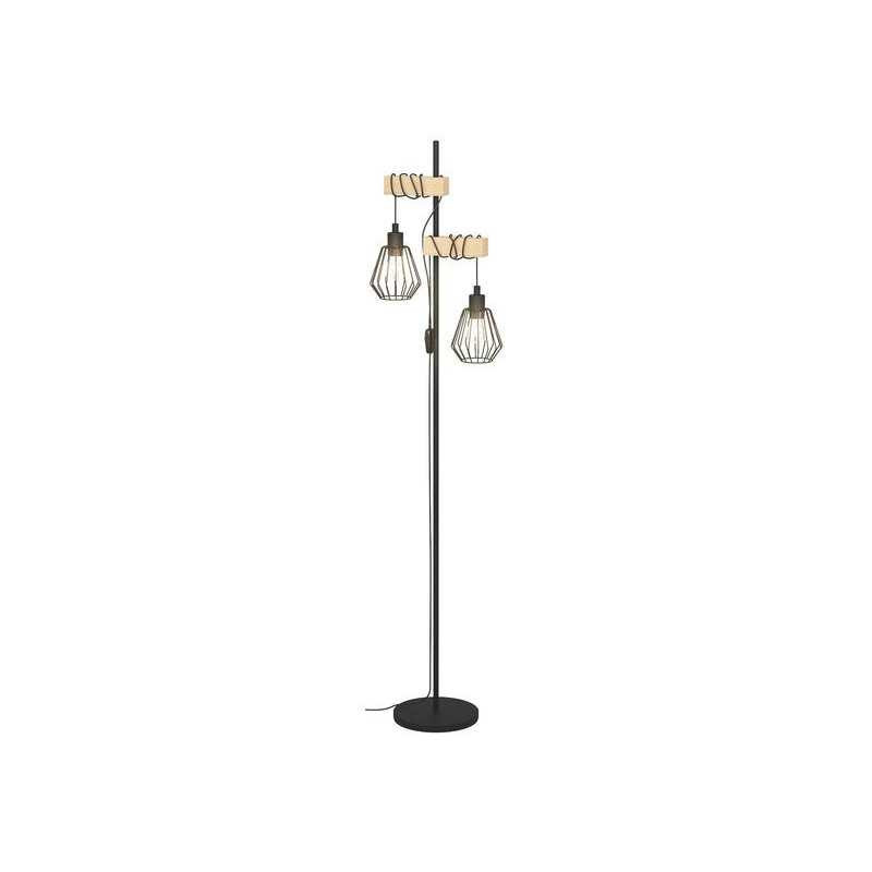 Lampadaire TABODI 2 x E27 H. 166 métal noir/bois INSPIRE| Sanifer