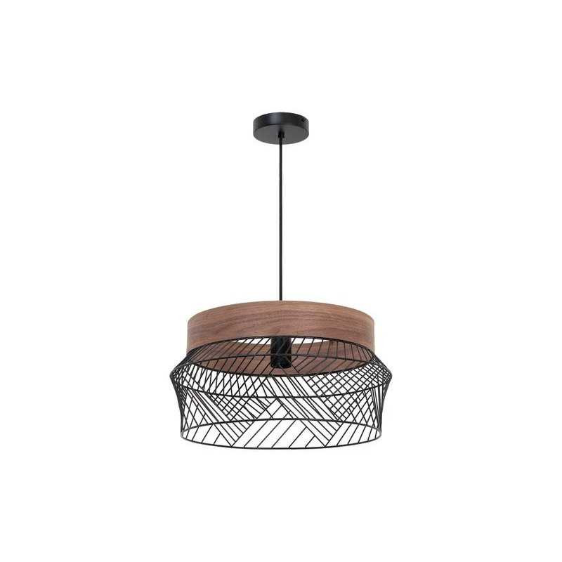 Suspension KANEL design métal noir/bois E27 diam. 45 cm INSPIRE| Sanifer
