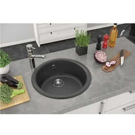 Evier à encastrer 1 bac ronde Mirade gris béton D.50x19cm| Sanifer