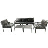 Salon de jardin 2 chaises ,1 fauteuil de 3 places et 2 poufs gris| Sanifer