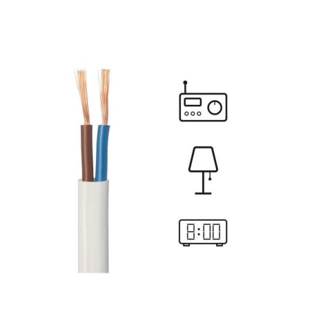 Câble électrique h03vvf LEXMAN 2 x 0.75 mm² blanc 15 m| Sanifer Tamatave