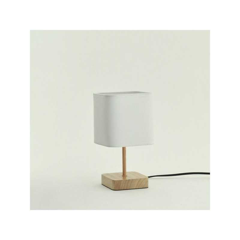 Lampe e14  bois tissu blanc INSPIRE Akora H.23cm| Sanifer Tamatave