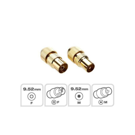 Lot de 2 fiches coaxiale tv 9,52mm mâle/femelle or LEXMAN| Sanifer Tamatave
