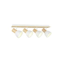 Rampe 4 Spots Nature Métal Blanc/Bois Inspire Venosa| Sanifer Tamatave