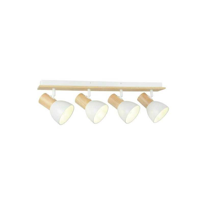 Rampe 4 Spots Nature Métal Blanc/Bois Inspire Venosa| Sanifer Tamatave