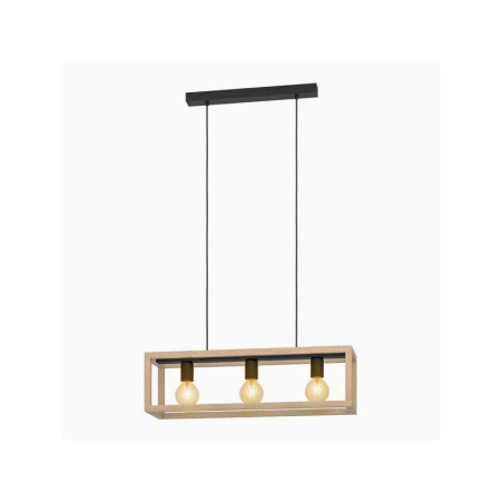 Suspension ELGORT 3 x E27 L. 70 métal noir/bois INSPIRE| Sanifer Tamatave