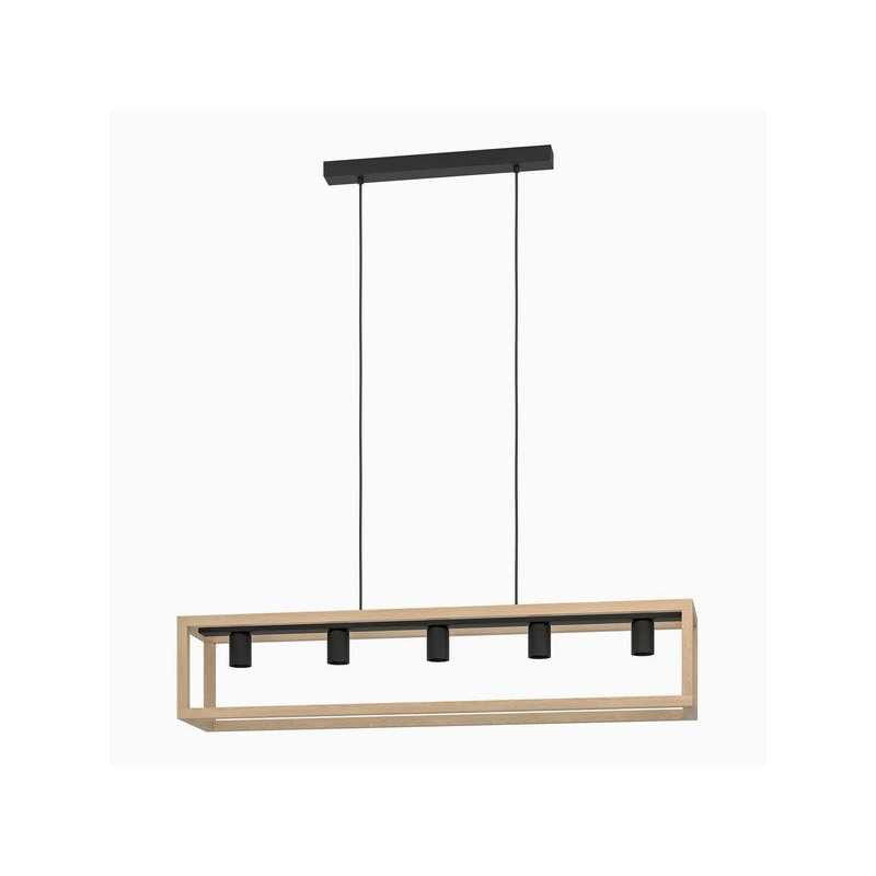 Suspension ELGORT 5 x E27 L. 100 métal noir/bois INSPIRE| Sanifer Tamatave