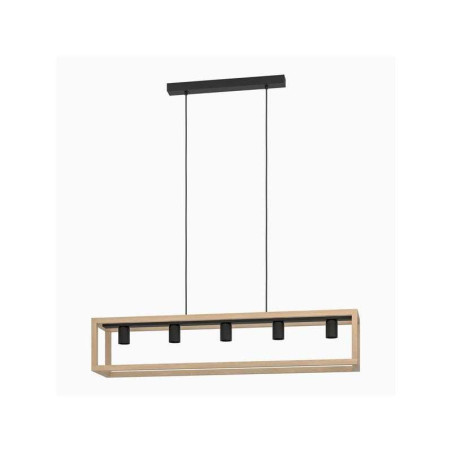 Suspension ELGORT 5 x E27 L. 100 métal noir/bois INSPIRE| Sanifer Tamatave