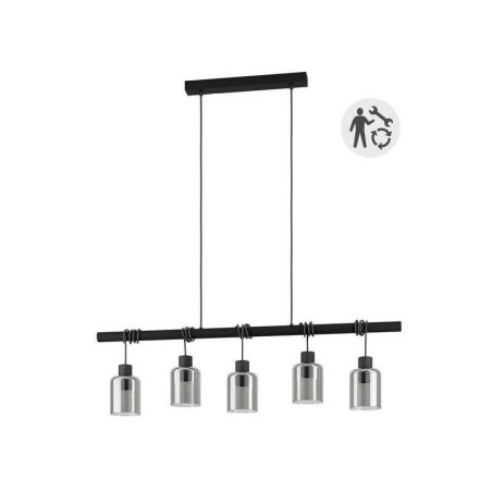 Suspension PARADOXE 5 x E27 verre fumé noir INSPIRE| Sanifer Tamatave