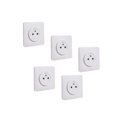 Lot de 5 prises avec terre, complet Lumia, LEXMAN, blanc| Sanifer Tamatave
