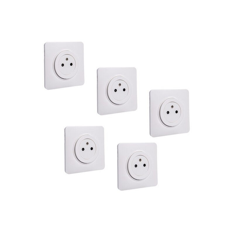 Lot de 5 prises avec terre, complet Lumia, LEXMAN, blanc| Sanifer Tamatave