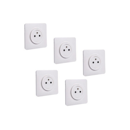 Lot de 5 prises avec terre, complet Lumia, LEXMAN, blanc| Sanifer Tamatave