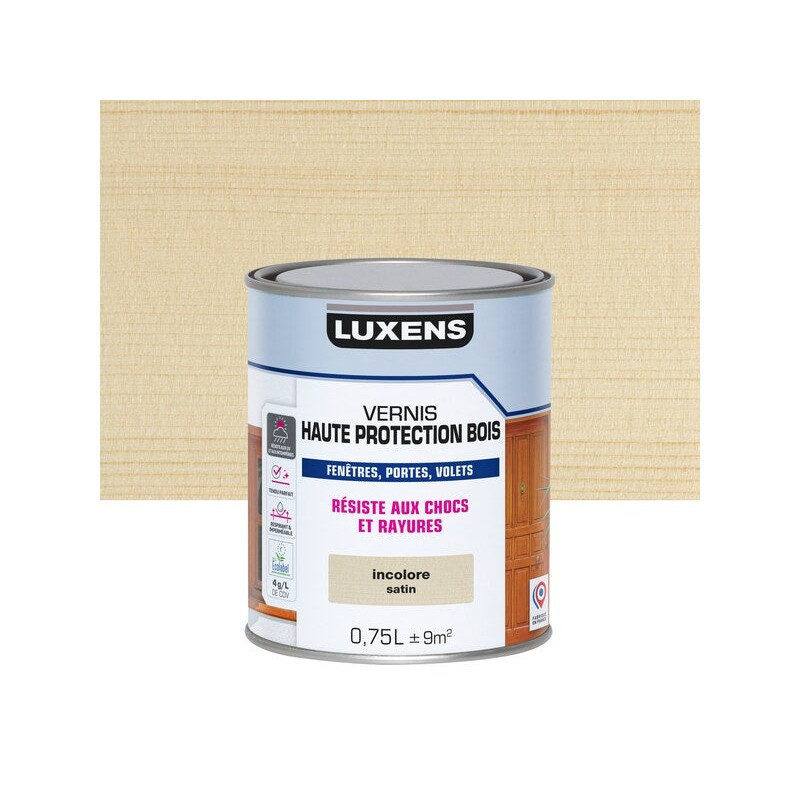 Vernis pour bois extérieur LUXENS incolore satiné 0,75 Litre| Sanifer Tamatave