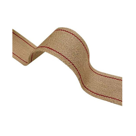 Sangle jute écru rouge l 85mm x 12m|Sanifer Tamatave