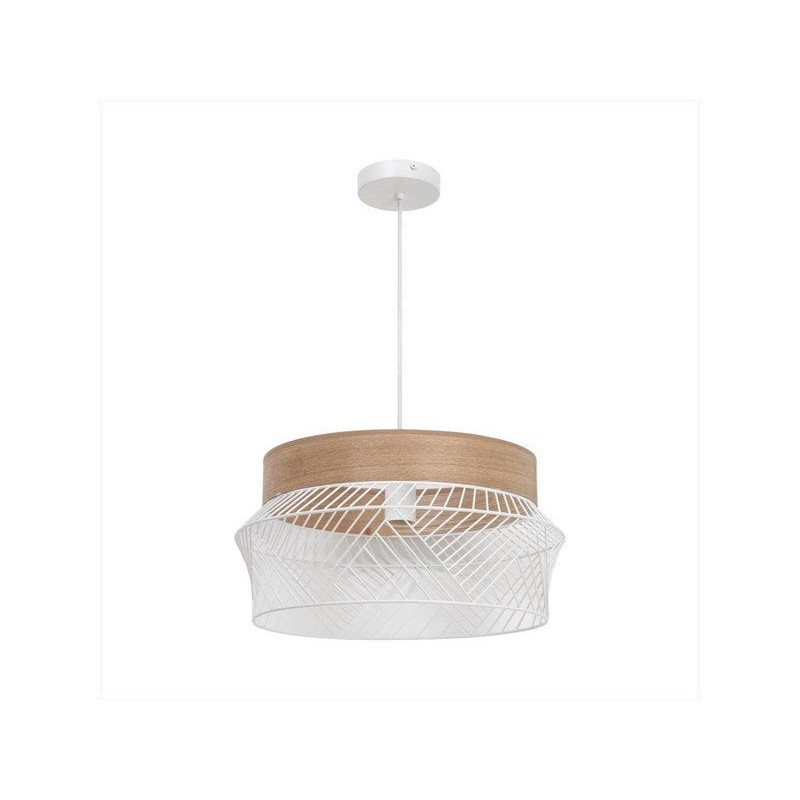 Suspension KANEL diam. 45 cm E27 métal blanc/bois INSPIRE|Sanifer Tamatave