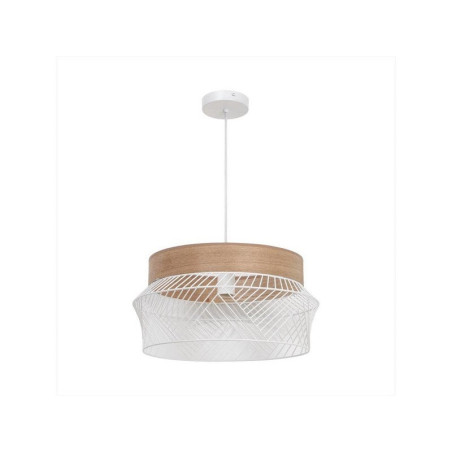 Suspension KANEL diam. 45 cm E27 métal blanc/bois INSPIRE|Sanifer Tamatave