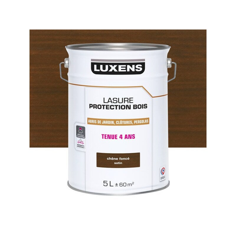 Lasure LUXENS 4 ans chêne foncé satiné 5 Litres|Sanifer Tamatave