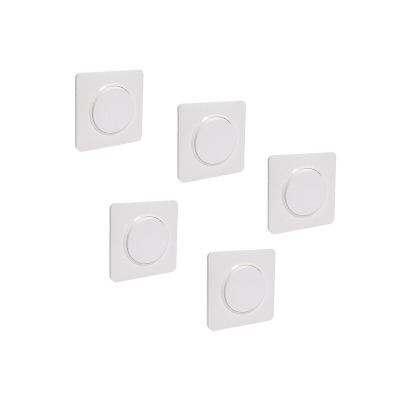 Lot de 5 interrupteurs va-et-vient avec plaque complet LEXMAN Lumia blanc|Sanifer  Tamatave