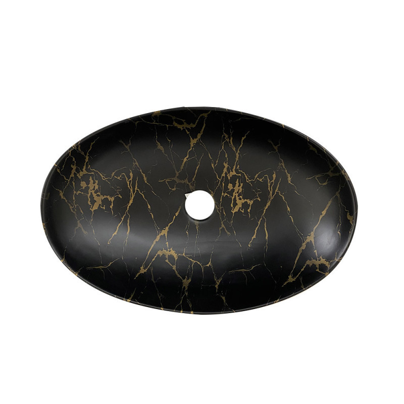 Vasque ZL-8158 matt black marble 580x400x140 mm - Sanifer tamatave