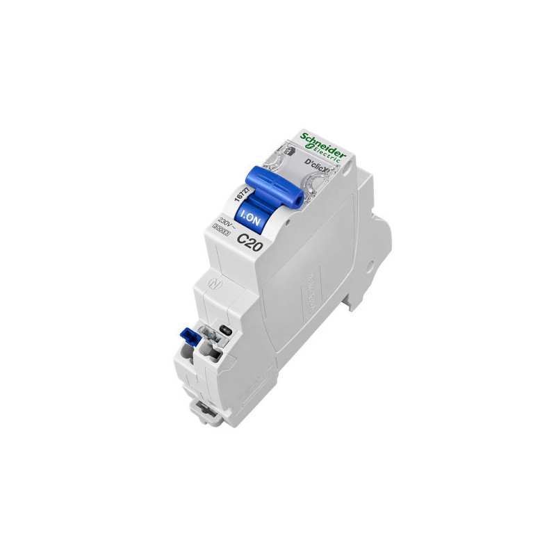 Disjoncteur thermique-magnétique embrochable  DCLICXE 1P+N 20A 3KA C - 16727