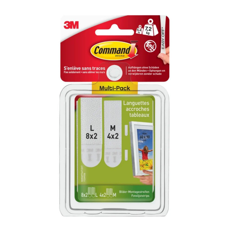  Languettes x8 fix tableaux mm blanc easy 3M - Sanifer Tamatave