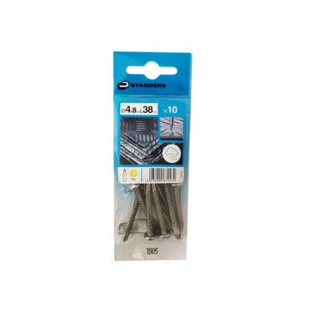  Lot de 10 vis autoperceuse inox tête ronde phillips x l.38 mm Standers STANDERS - Sanifer Tamatave