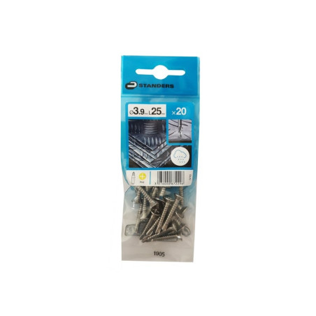  Lot de 20 vis autoperceuse inox tête fraisée phillips x l.25 mm Standers STANDERS - Sanifer Tamatave