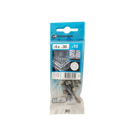  Lot de 10 vis autoperceuse inox hexagonal x l 38 mm STANDERS - Sanifer Tamatave