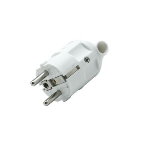  Fiche électrique mâle 2 pôles + terre connexion sur le côté 16 a blanc  - Sanifer Tamatave