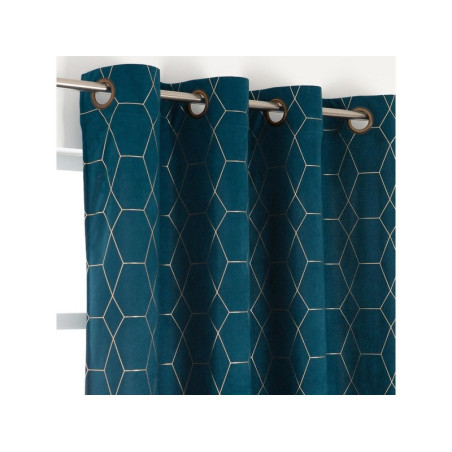  Rideau tamisant calen bleu dore 140 x 260 cm INSPIRE - Sanifer Tamatave